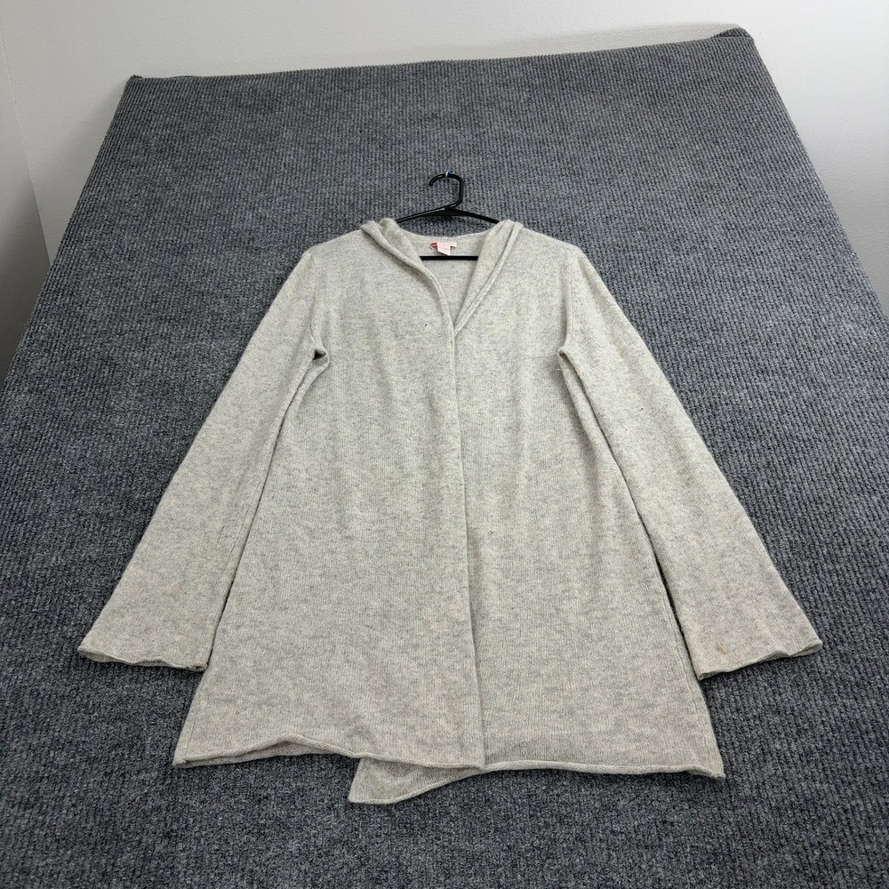 Hayden Cardigan Womens L Gray Cashmere Hooded Open Front Long Sleeve Casual Cozy